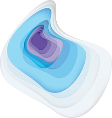 Paper Cutout  Abstract Fluid Shape Form in Blue and Purple Colors