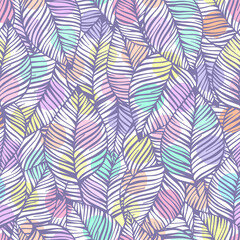 Seamless pattern with hand drawn leaves. - 753590476
