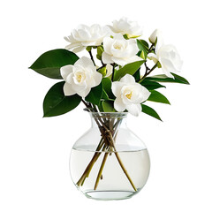 flower in a pot  Gardenias: A Symphony in White and Green  isolated on transparent background PNG file