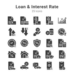 Loan & interest rate icons collection