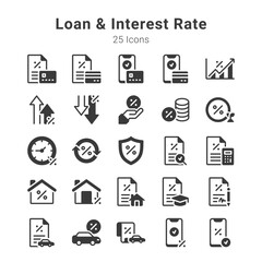 Loan & interest rate icons collection