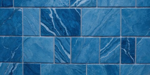 Geometric background of Blue Marble tiles, showcasing a captivating blue hue with intricate patterns