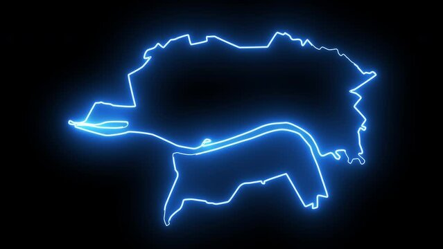 map of torun in poland with glowing neon effect