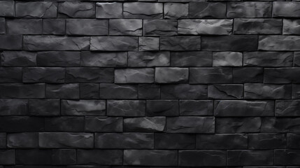 Aged brick wall in black color, close up, background with free space
