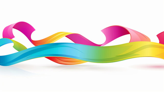 Colorful vector Ribbon Banner on white background, free copy space