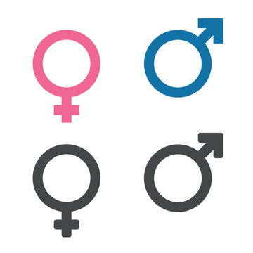 Set of gender symbol. Female and male icon. Man and woman sign. Vector EPS 10. Isolated on white background