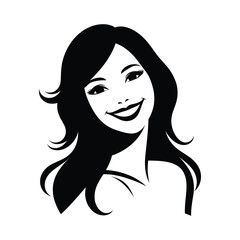 Smiling Woman Vector Art - Cheerful Female Silhouette Design