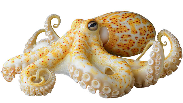 Banana Squid is centered on a white background. Image generated by AI