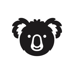 Cute Koala Face Silhouette Vector - Adorable Black and White Animal Illustration © PaletteGuru