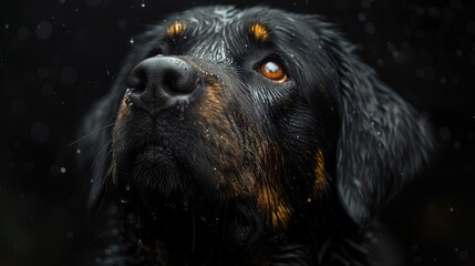 Obraz premium Rottweiler portrait on a black background