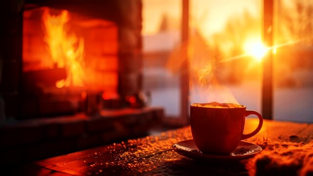 Fireside Elixirs: Hot Coffee and Cozy Flames