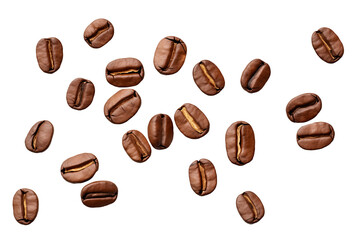 Coffee beans on transparent background