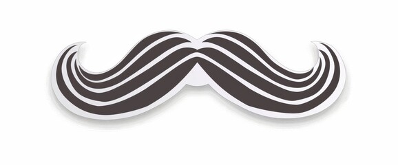 Fototapeta premium Black and White Mustache Sticker on White Background