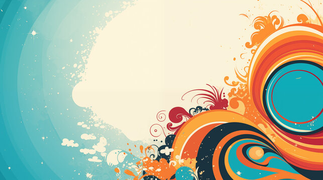 Abstract colorful retro grunge banner with free space