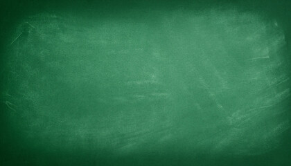 Chalk rubbed out school green chalkboard texture background, empty dark space for text - obrazy, fototapety, plakaty
