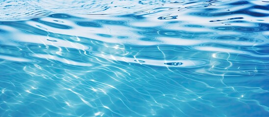 Tranquil Waterscape: A Serene Close-Up of Refreshing Water with a Vibrant Blue Sky in the Background