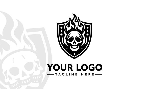 fire Skull vector logo design Vintage Security fire Skull logo vector for business identity