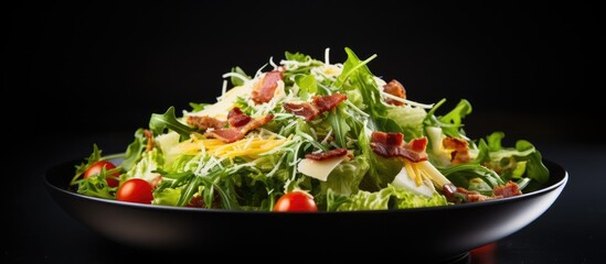 Savory Gourmet Salad with Crispy Bacon, Fresh Tomatoes, and Aged Cheddar Cheese