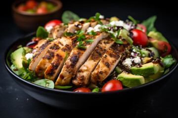 Grilled Chicken Salad with Avocado and Tomatoes