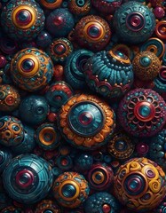 Vivid and Bright Collection of Beads, Showcasing Enhanced Colors and Intricate Patterns, Generative AI