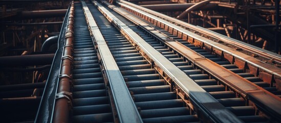 Industrial Steel Pipeline for Oil and Gas Transportation in Manufacturing Plant