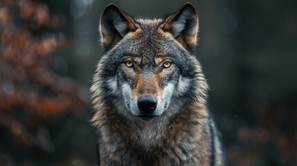 Majestic Grey Wolf Portrait with Ample Copy Space, Crafted by Generative AI