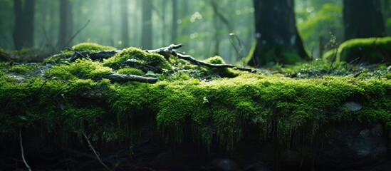 Enchanted Mossy Log Nestled Amongst Lush Greenery in the Heart of the Forest