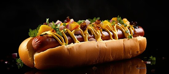 Delicious Hot Dog with Mustard and Relish on a Freshly Toasted Bun
