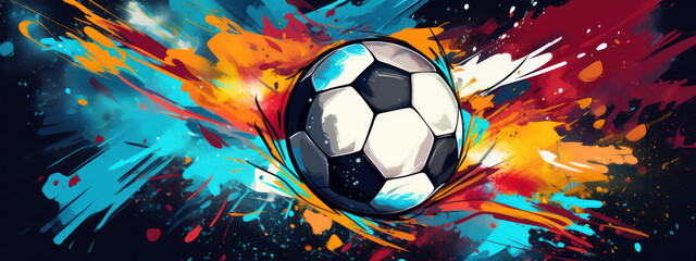 Soccer Ball Game: Illustration of Competition with Background Design Symbolizing Team Goal in Championship Tournament.