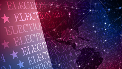 Voting in 2024 election presidential campaign debate on world globe background with election text