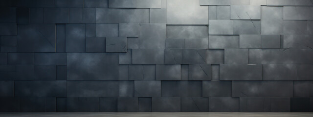 Textured Geometric Cubes on Dark Concrete Wall: Abstract Interior Design Concept