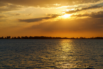 sunset over the river