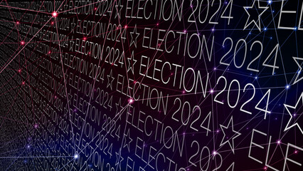 Politics 2024 election text and connected lines showcase political landscape, election background, and voting choices