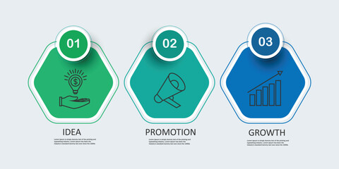 Business process infographic template with 3 options or steps
