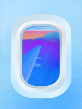 blue airplane window