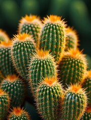 Cactuses in a botanical garden, closeup of photo