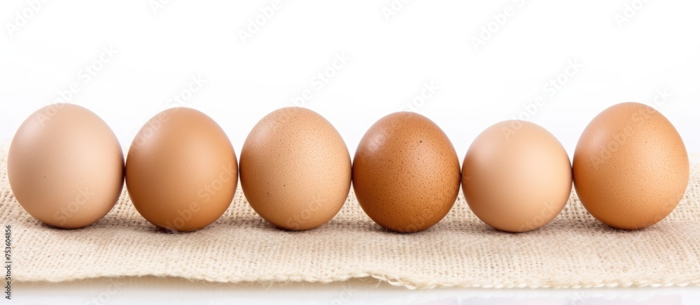 Aufkleber organized arrangement of assorted eggs in neat rows on a clean white background