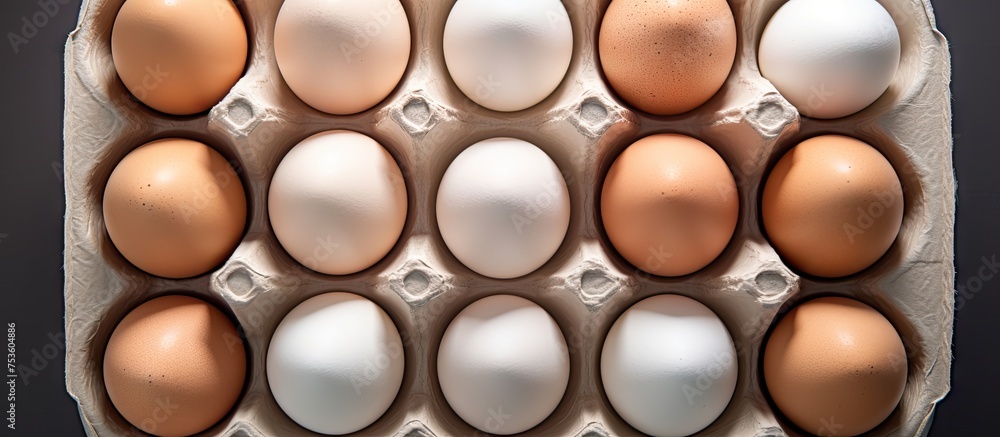 Wall mural Fresh Farm Eggs Ready for Cooking - Healthy Breakfast Ingredients Concept