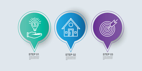Three steps modern business infographic template