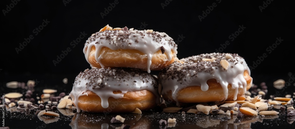 Wall mural Variety of Raw Doughs in a Pile Ready for Baking on a Wooden Table