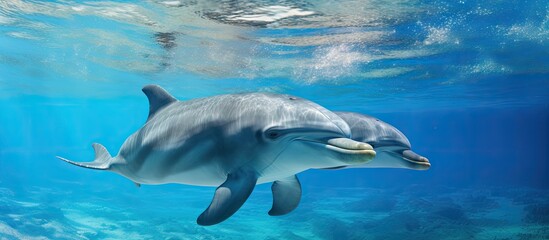Graceful Dolphin Gliding Through Turquoise Waters in a Serene Ocean Scene