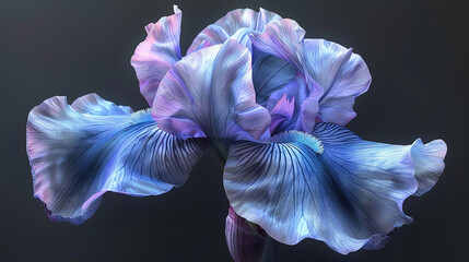 Iris petals unfurl gracefully, revealing intricate beauty, transparent background.