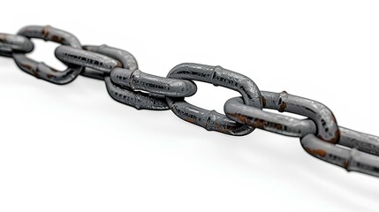 Fototapeta premium Chain isolated on white background with shadow. stainless steel chain isolated. Metal chain. Iron chain. Chrome chain