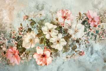 Botanical Flower Bunch. floral background, beautiful fantasy vintage wallpaper botanical flower bunch, vintage motif for floral print digital background