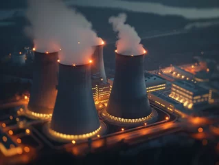 Fotobehang centrale nucléaire de nuit © laurencesoulez