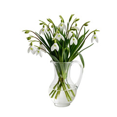 flower in a pot   The Pure Beauty of Snowdrops in a Glass Vase isolated on transparent background PNG file