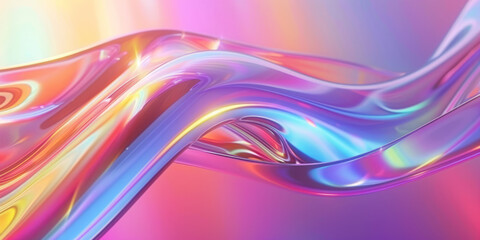 Blue and pink holographic abstract wave, background or pattern, creative design template
