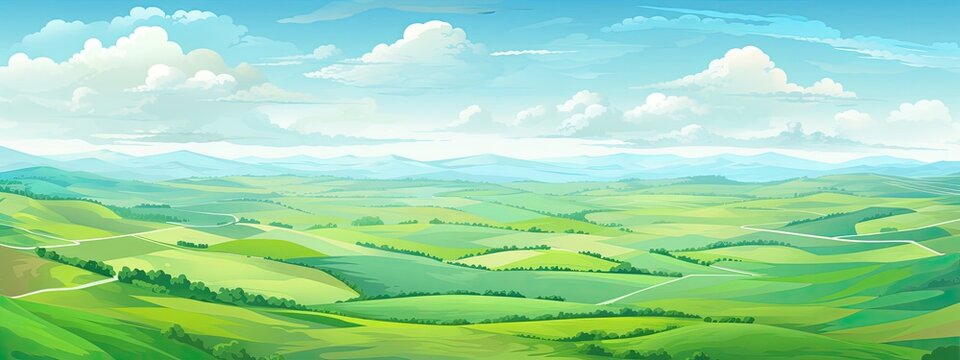 aerial view of a lush green field landscape