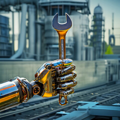 Robotic hand holding wrench