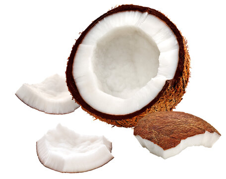 composi&ccedil;&atilde;o com peda&ccedil;os de coco isolado em fundo transparente
